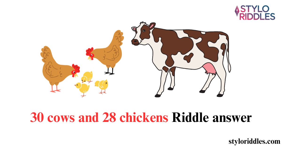 30 cows and 28 chickens riddle answer